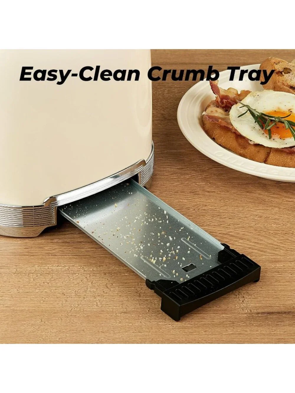2 Slice Retro Cream Stainless Steel 1.5” Extra Wide Slots with Bagel Toaster